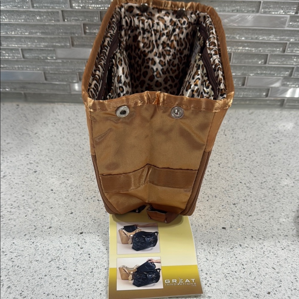 Brown Cosmetic Bag Organizer with Multiple Compartments - Picture 5 of 6